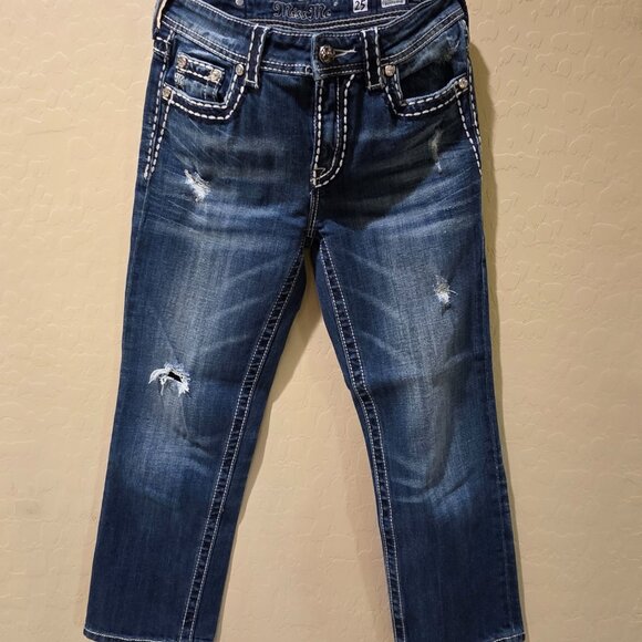 Women's Miss Me Capris Size 25 JPB5014-6 Boyfriend Cut Jeans Denim Pant Distress - Picture 16 of 16